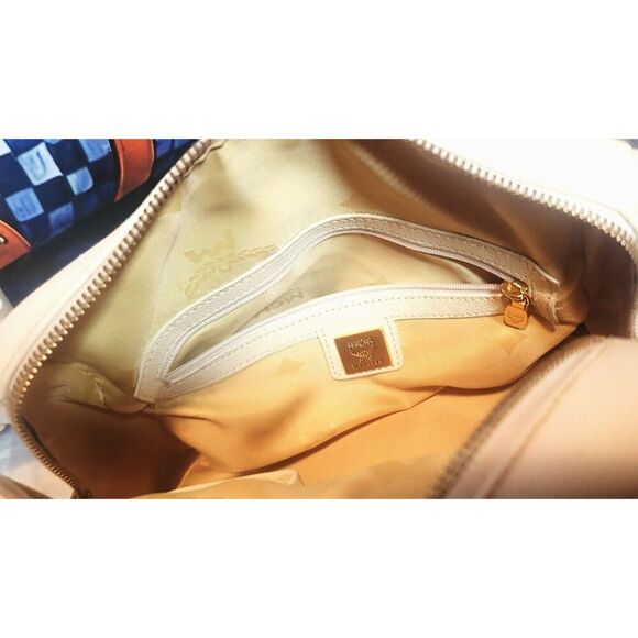 MCM - Creamy White Pebbled Leather Mini Boston w/ Gold Hardware - Picture 10 of 12